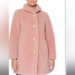 Kate Spade pink teddy coat with pearl Buttons